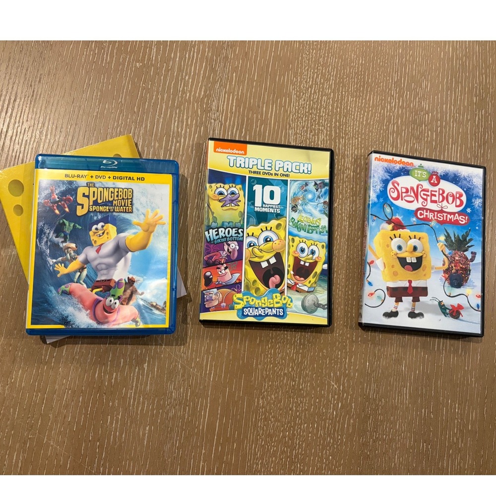 SpongeBob SquarePants DVD Blu-ray Lot 3 Christmas Triple Pack Sponge Out Water